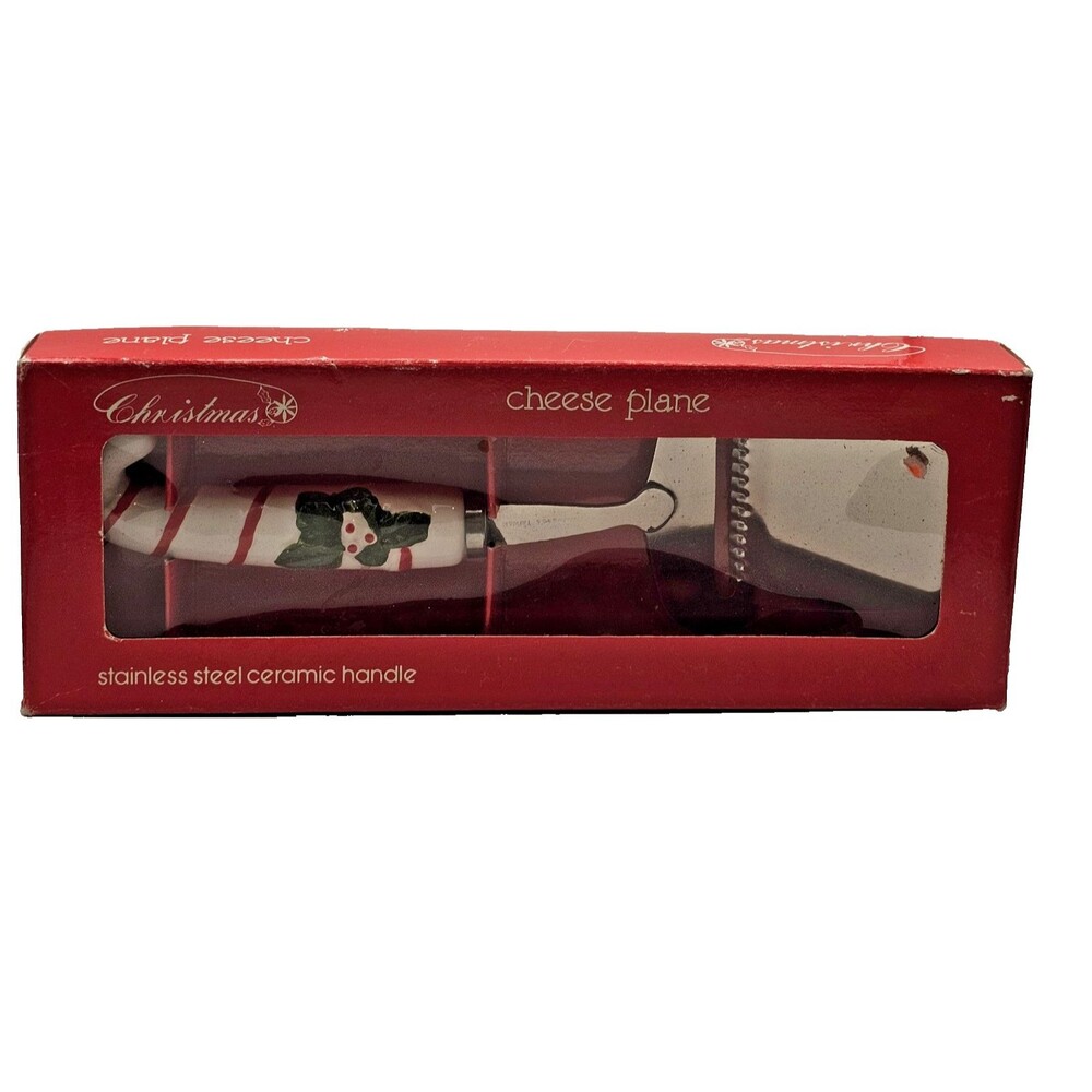 Vintage Woolworth Co Christmas Cheese Plane Stainless w/Ceramic Handle NIB